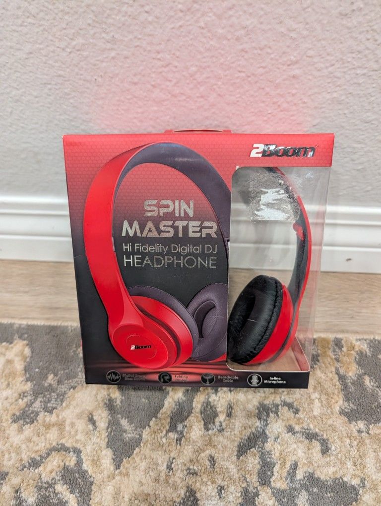 2Boom Spin Master Hi Fidelity Digital DJ Headphone in red