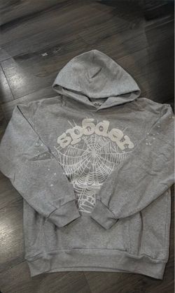 Sp5der Gray Hoodie with Web Graphic