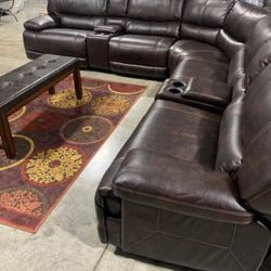 Reclining Leather Sectional -- New  &  To Deliver! Take 75% Off Purchase