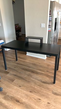 Black Desk with Monitor Riser