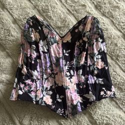 Black Floral Corset Top