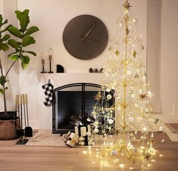 Barton 6.4ft Wrought Iron Ornament Display Christmas Hooks for Ornaments Small Craft Items Tree Easy Assembly and Stand - Gold  ( Not accessories)
