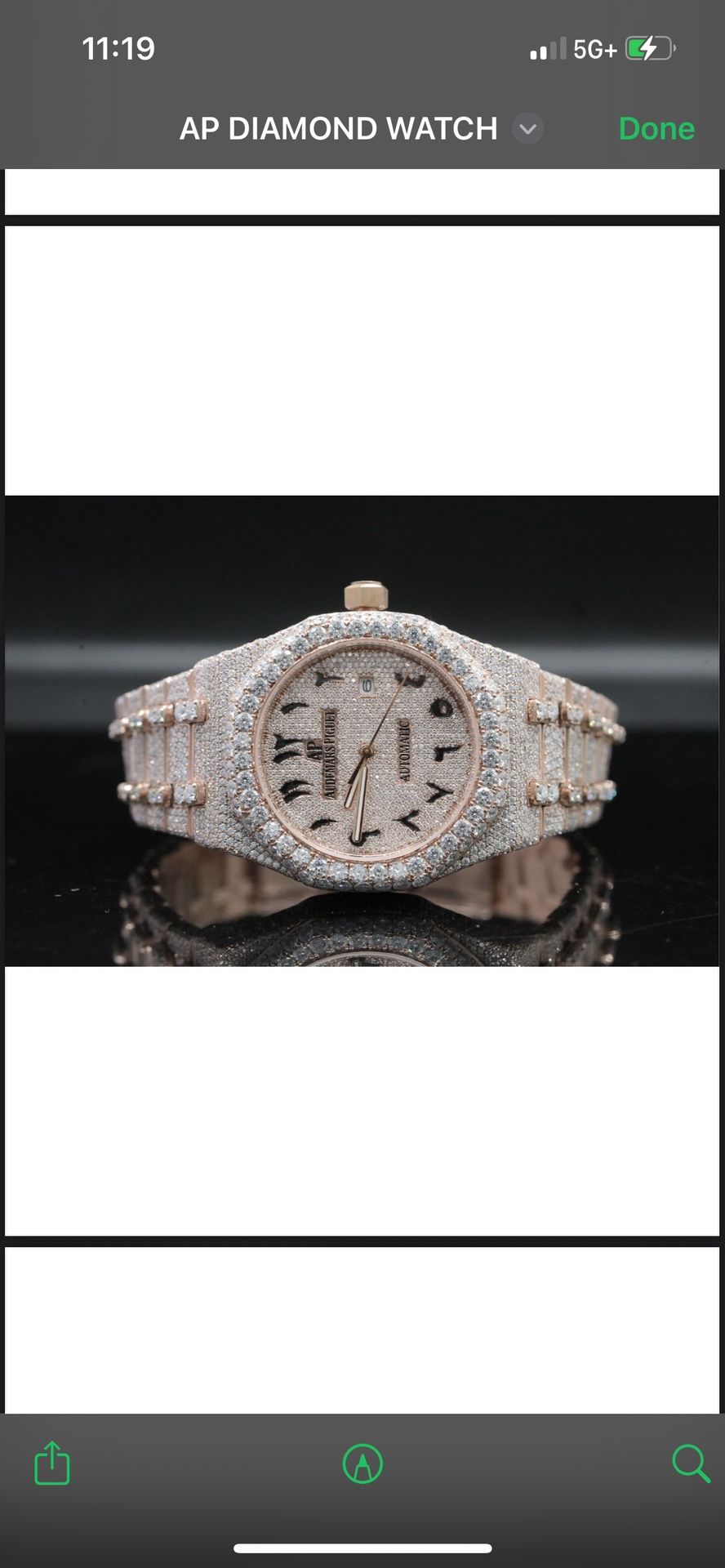 AP rose gold diamond watch with Arabic dial