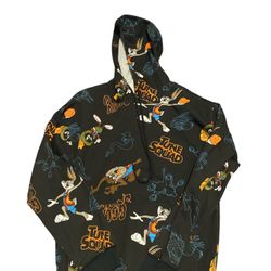 Men's Cartoon Space Jam All Over Print Hoodie sz S color black