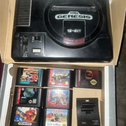Sega Genesis Console Bundle w/ PowerBase Converter + 7 Games 