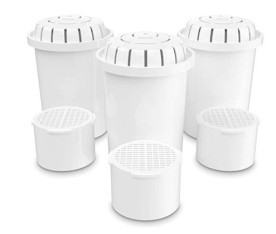 Invigorated Water - 3-Pack Alkaline Water Filter PH001 with 3-Pack PH002 UF Membrane Replacement for Water Filter Pitchers (PH001: 96 Gallons/Filter,