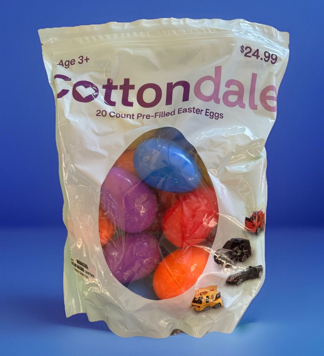 Cottondale 20ct Pre-Filled Large Easter Eggs With Toy Cars