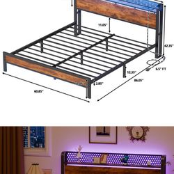 Queen bed Frame With Charging Station 