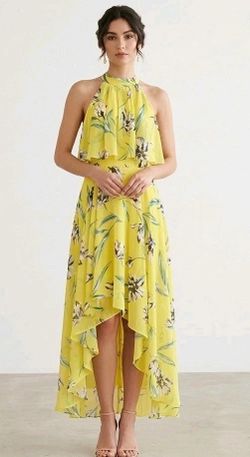 *NWT* Yellow Floral Halter Maxi Dress