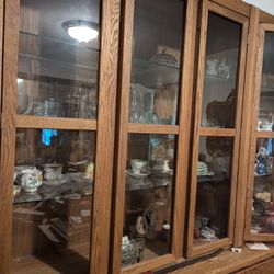 Hutch, Antique Clock And Hutch