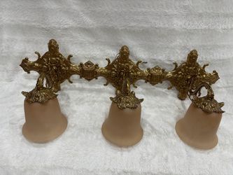 Beautiful antique gold brass ornate Victorian gothic wall vanity lights