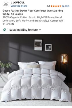 L LOVSOUL Goose Feather Down Comforter Oversize King