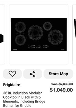 Frigidaire 36 in. Induction Modular Cooktop in Black with 5 Elements, including Bridge Burner for Griddle