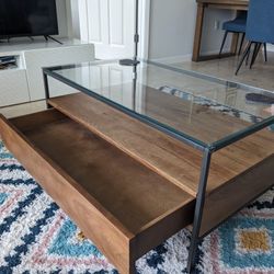 West Elm Glass Top Coffee Table With Storage