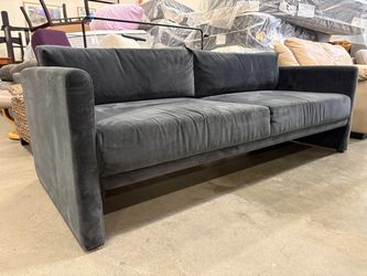 SOFACOMPANY Charcoal Grey Velvet Low Profile 2 Seat Sofa