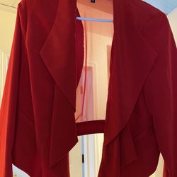 XOXO Cute Red Cropped Blazer — Size Large 