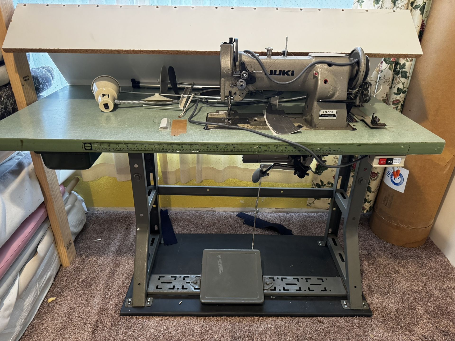Two Juki LU -563 Heads, Motors And Tables
