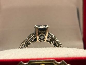 Black Diamond Engagement Ring White 14k gold