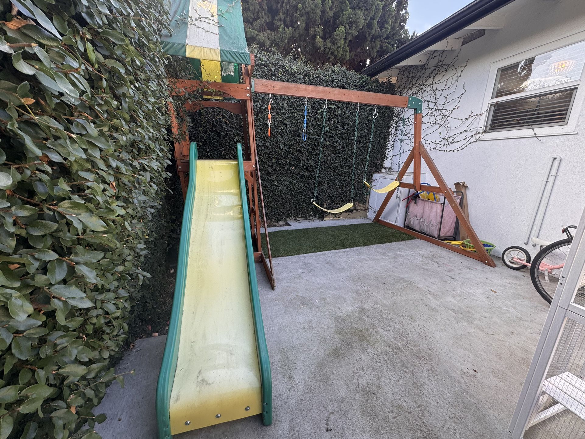Sportspower Sunnyslope Wooden Swing Set with 6' Double Wall Slide