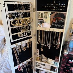 Over The Door Jewelry Storage Cabinet With Mirror! NEED GONE! OBO