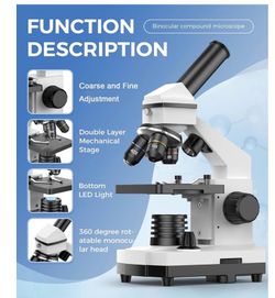 PalliPartners Compound Microscope for Adults & Students - 100X-2000X High-Power Biological Microscope