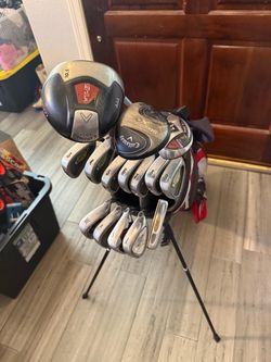 COMPLETE CALLAWAY GOLF CLUB SET IRONS WOODS DRIVER HYBRID WEDGES PUTTER BAG