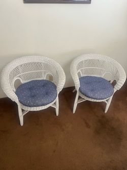 Classic white-painted woven wicker barrel armchair