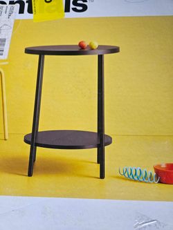2-Tier Round Side Table Black