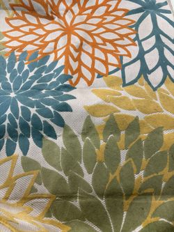 Nourison Aloha 4 x 6 (ft) Loomed Turquoise Multicolor Rectangular Indoor/Outdoor Floral/Botanical Tropical