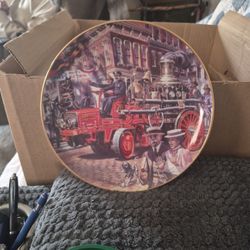 This Is A Collection Plate. It Said On The Back CHRISTIE-DRAWN AMOSKEAG PUMPER. 