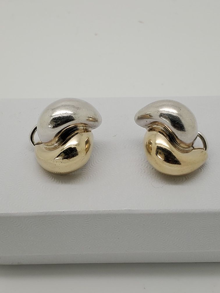 Tiffany And Co. 14kt Gold And Sterling Silver Clip On Earrings