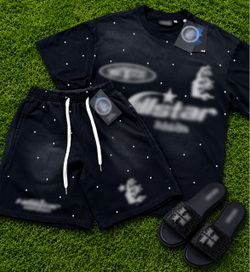 Black shirt with matching black shorts