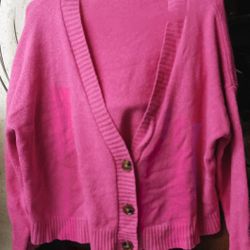 Baggy Look Raspberry Color Cardigan Sweater 