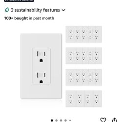 ELEGRP Matte White Wall Receptacle Outlets, Tamper Resistant 15 Amp Standard Electrical Wall Outlet, Mid Size Wall Plate Included, 20 Pack