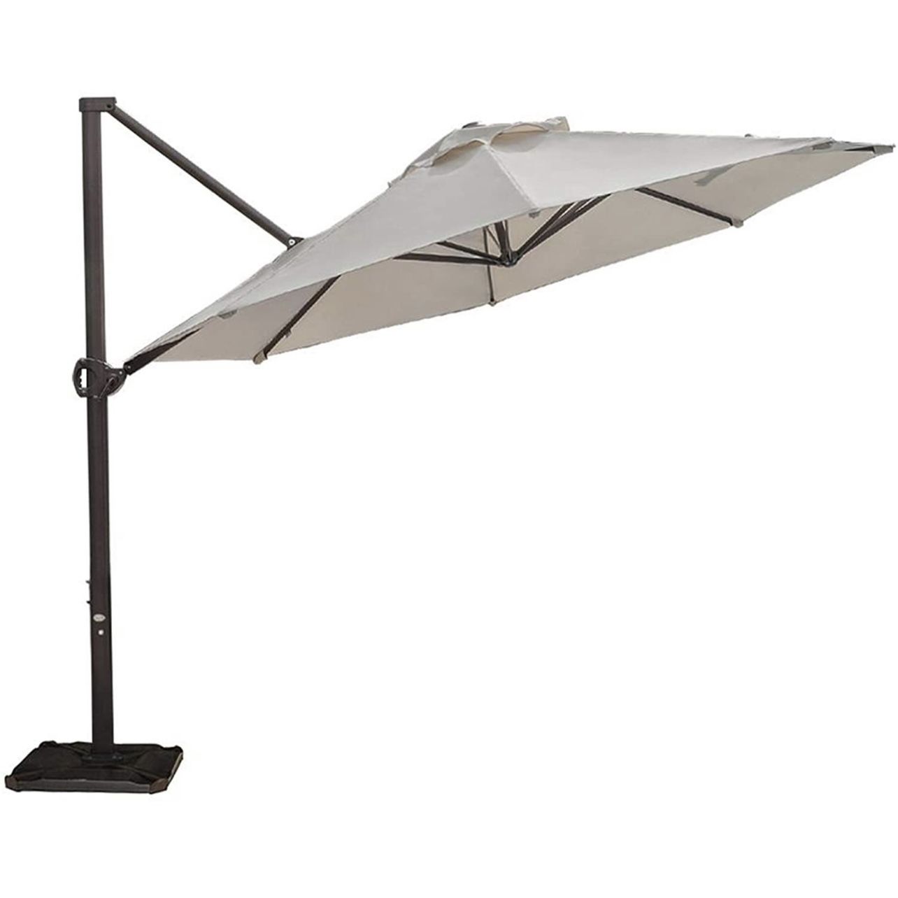 11 ft Patio Offset Hanging Umbrella Outdoor Cantilever Sturdy Umbrella with Crank & Cross Base & Easy Tilt, for Garden, Backyard, Pool and Deck, Cream