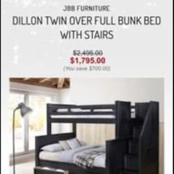 Custom Made Twin XL Over Queen Size Bed With Stairs
