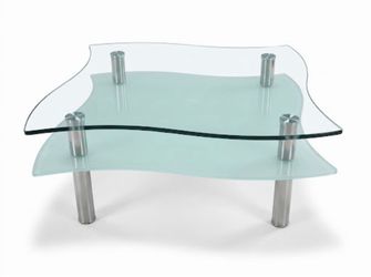 Contemporary Italian Wavy Glass Coffee Table - Excellent Condition (Orig. $2,400)