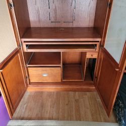 Computer Desk/ Entertainment Armoire With Chair