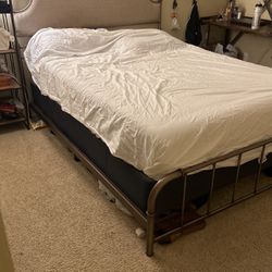 Queen Sized Mattress, Box Spring, And Frame
