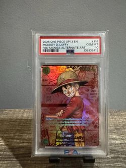 One Piece TCG Monkey D. Luffy Red Manga Alt Art OP13-118 PSA 10