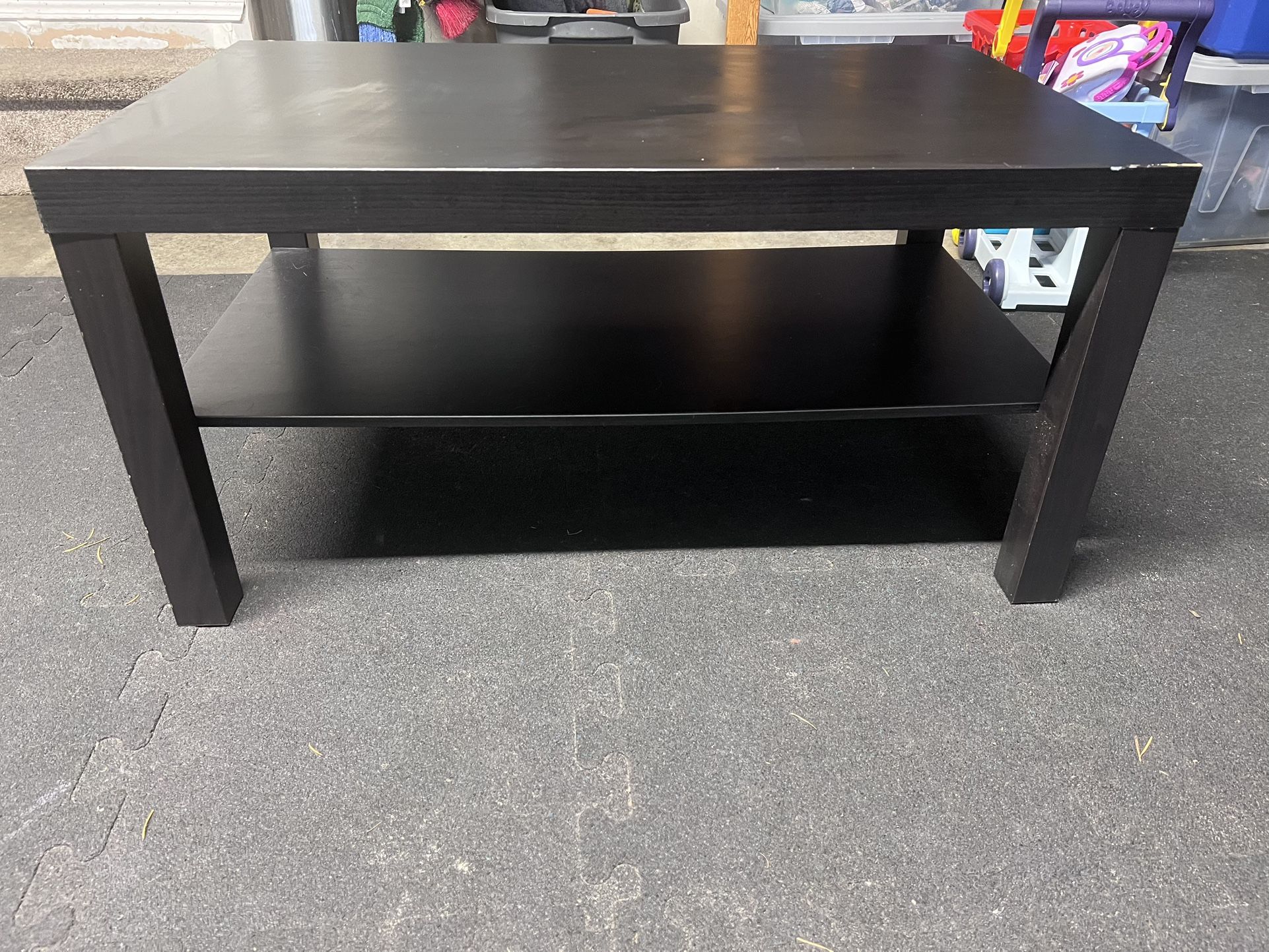 Modern Black Coffee Table with Storage Shelf