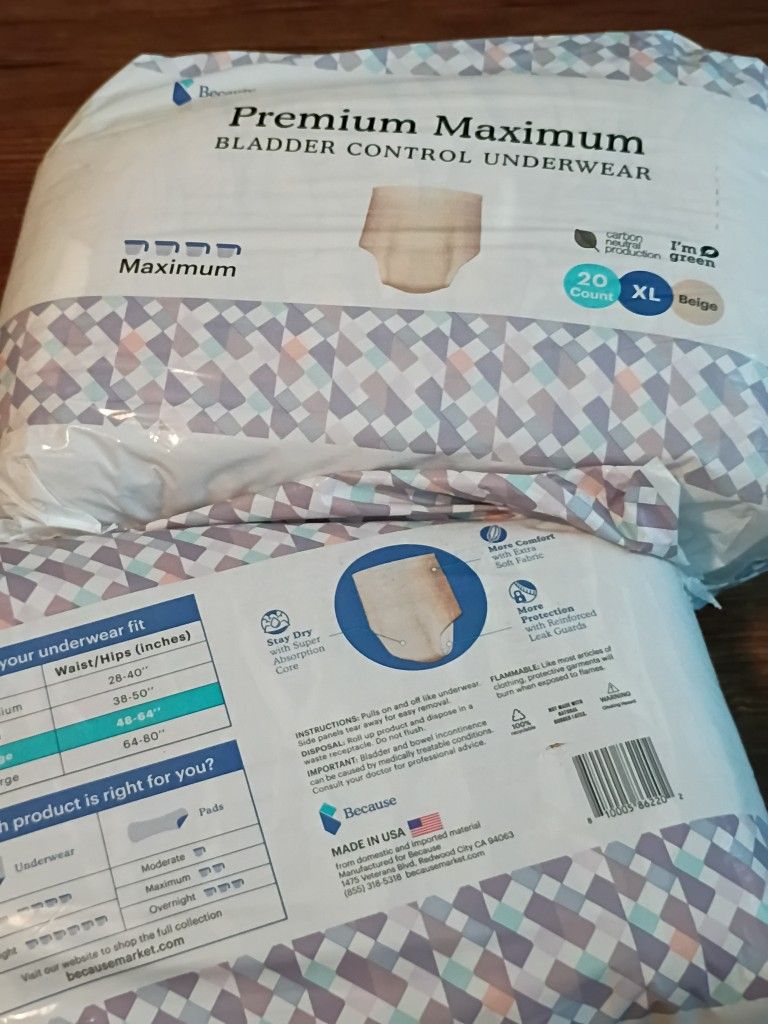 Bladder Control Underwear Extra Large 40 Count