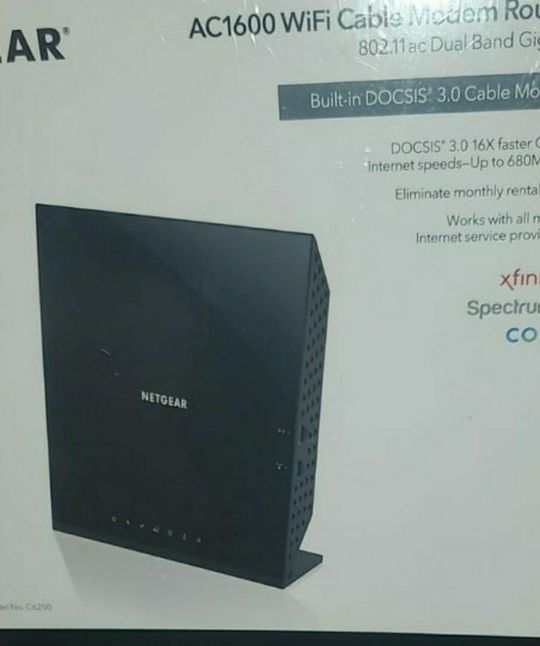 NETGEAR AC1600 Dual Band Wi-Fi Gigabit Modem Router (R6250)