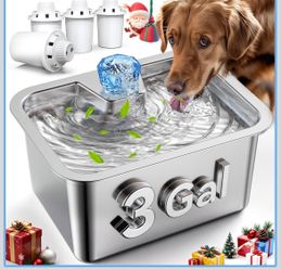 Large Dog Water Fountain Stainless Steel,3 Gallon Extra Big Pet Water Fountain for Large Dogs with 4 Filters,Automatic Dog Bowl Dispenser,Easy to Clea