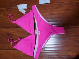 Brand New Bright Neon Hot Pink Fuschia Tilly's Full Tilt 2 Piece Cheeky Bikini Swimsuit Medium