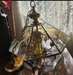 Vintage Beveled Glass Chandelier Ceiling Light 