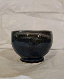 Vintage Cobolt Blue Speckled Paint Stoneware Bowl,  Handmade