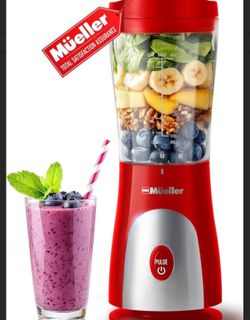 Mueller Smoothie Blender, Personal, Red, 15oz Travel Cup – New