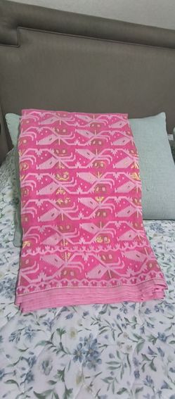 Pink bengali indian cotton saree