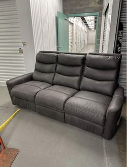 Grey Faux Leather Couch